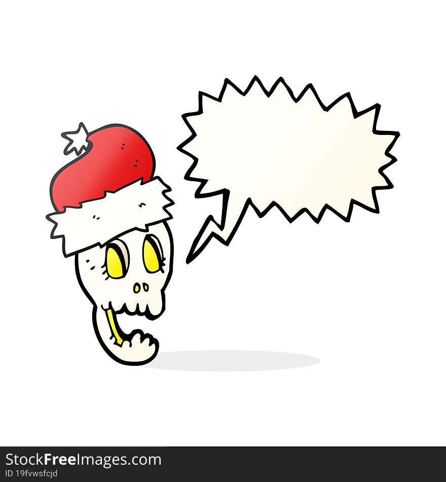 Speech Bubble Cartoon Christmas Hat On Skull