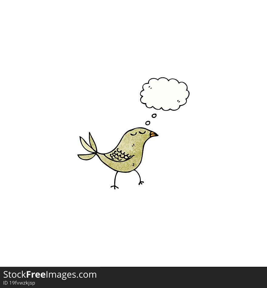 cartoon bird with thought bubble