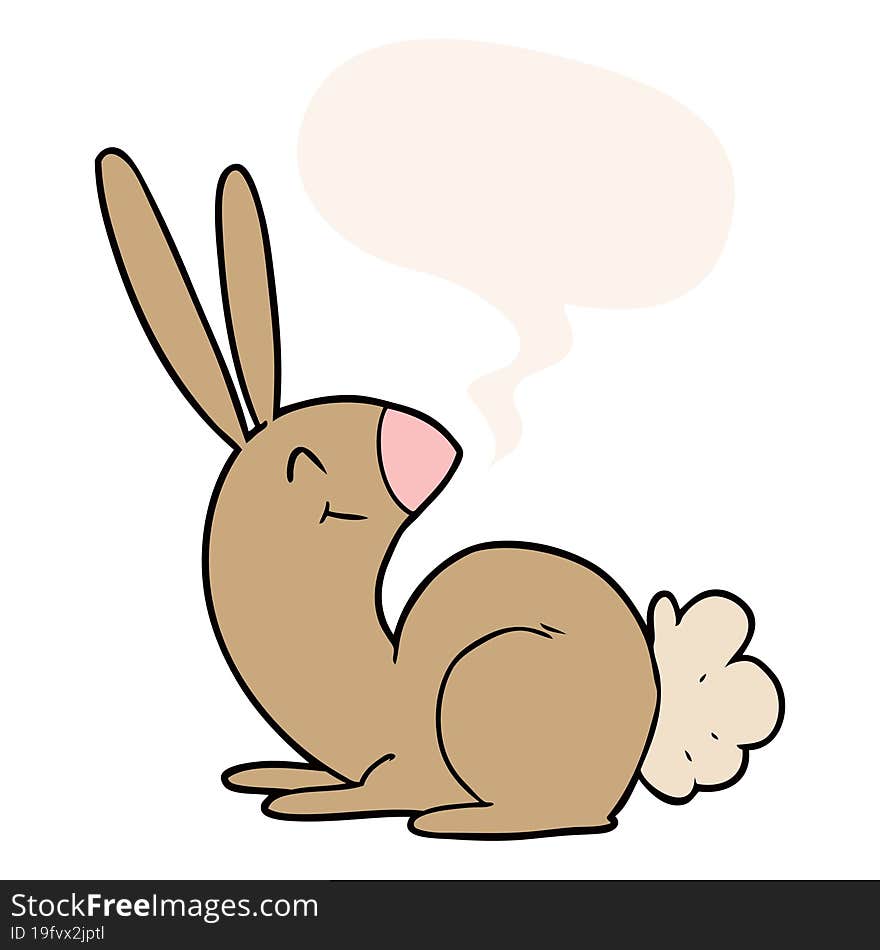 cute cartoon rabbit and speech bubble in retro style