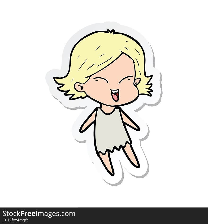 sticker of a happy cartoon girl