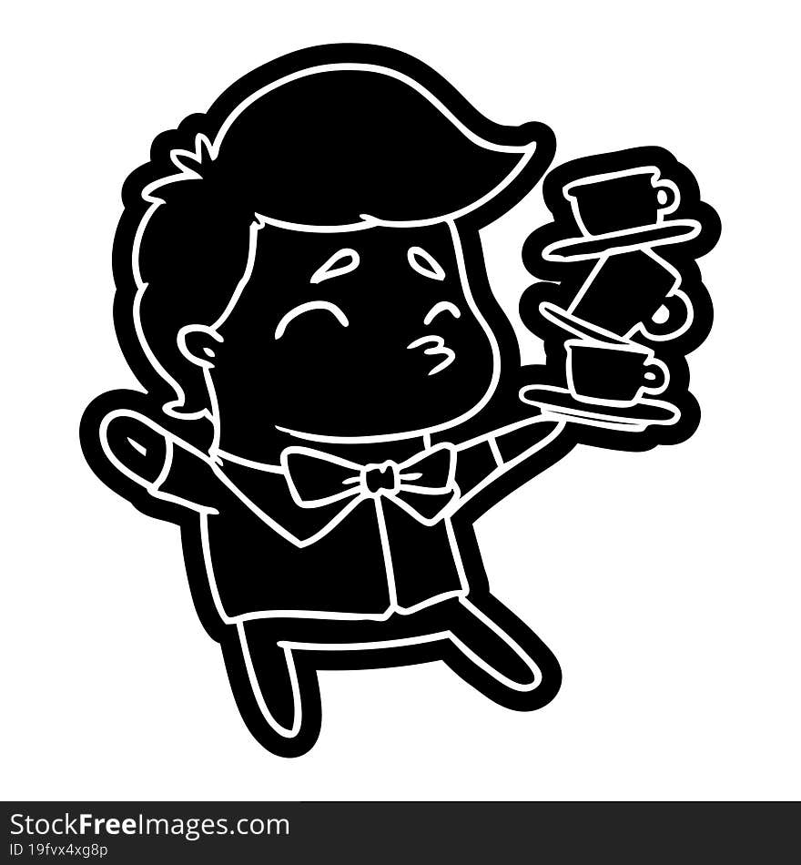 cartoon icon of a kawaii cute waiter