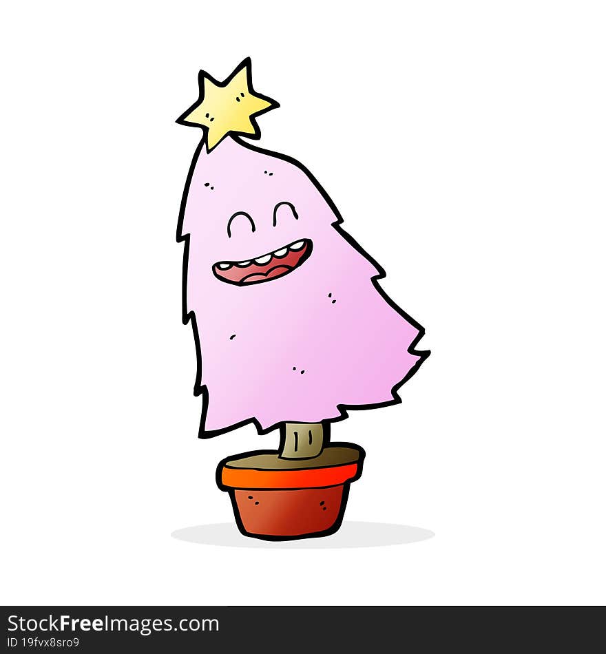 cartoon dancing christmas tree