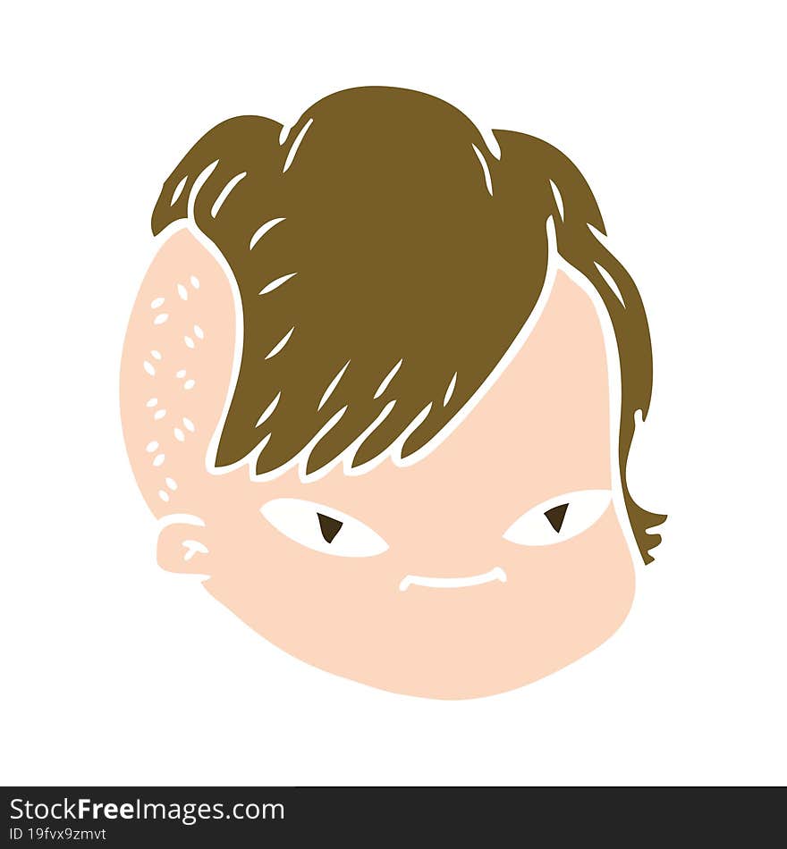 flat color style cartoon female face