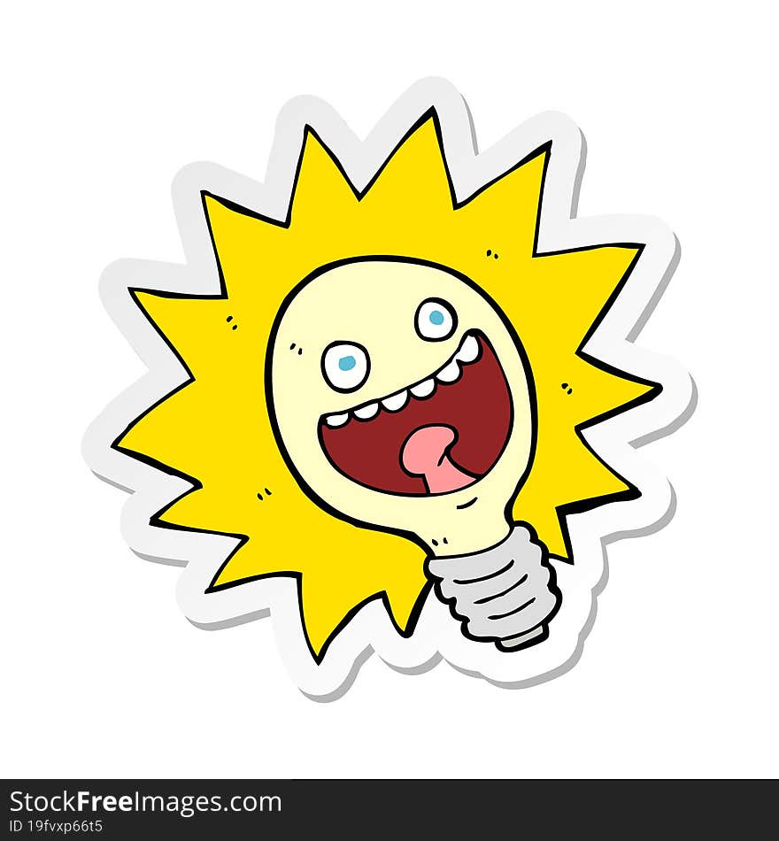 sticker of a cartoon lightbulb