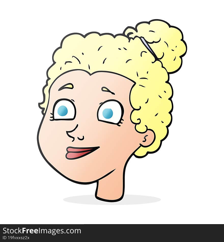 freehand drawn cartoon female face