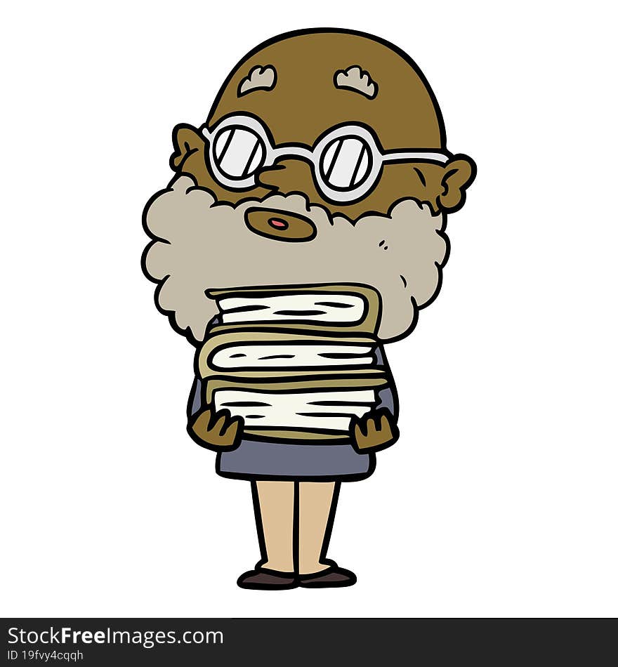 cartoon curious man with beard and glasses. cartoon curious man with beard and glasses