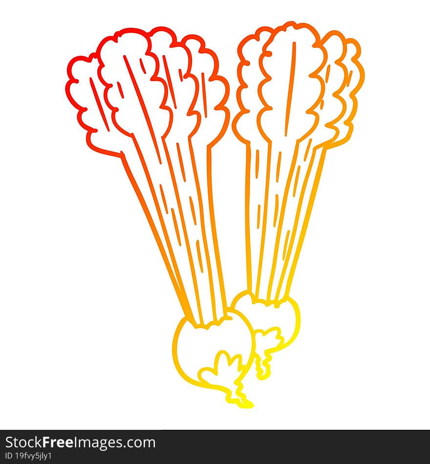 Warm Gradient Line Drawing Cartoon Beetroots