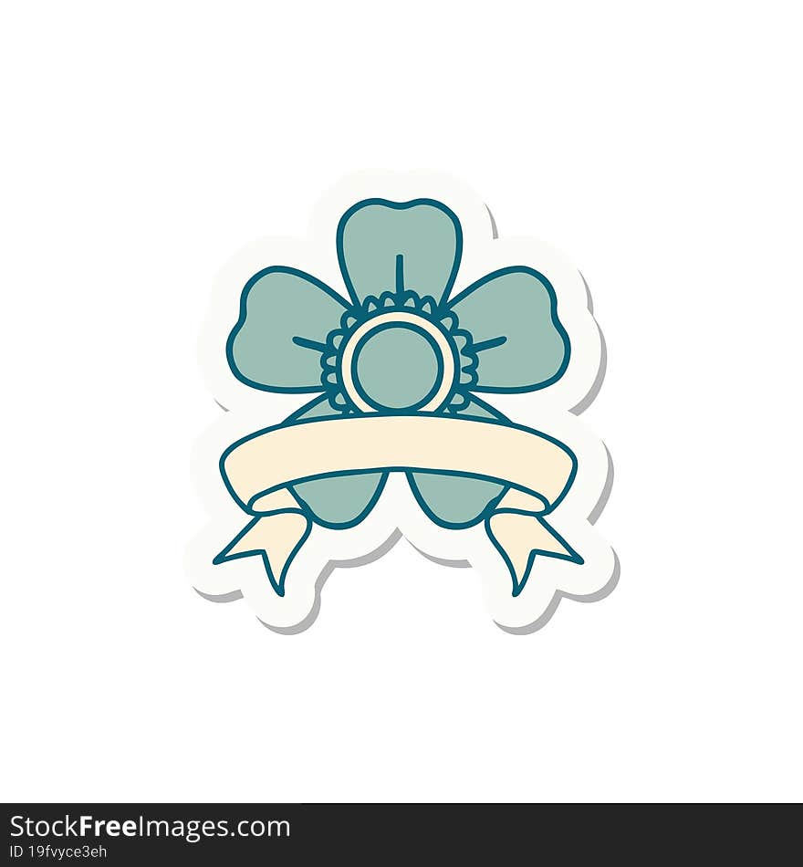 Tattoo Sticker With Banner Of A Flower