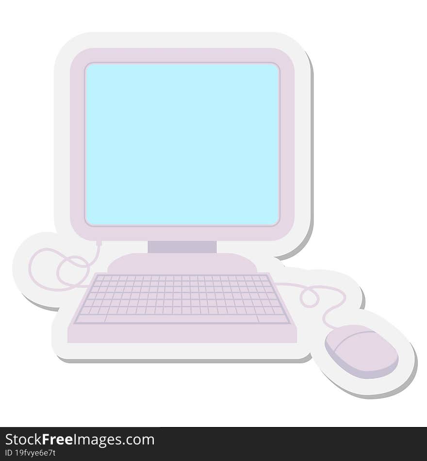 Computer With Mouse And Keyboard Sticker