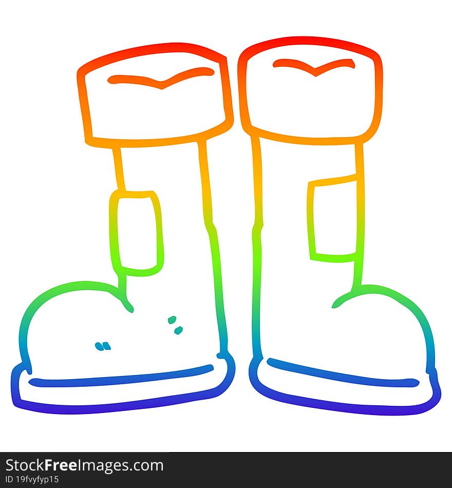 rainbow gradient line drawing cartoon wellington boot