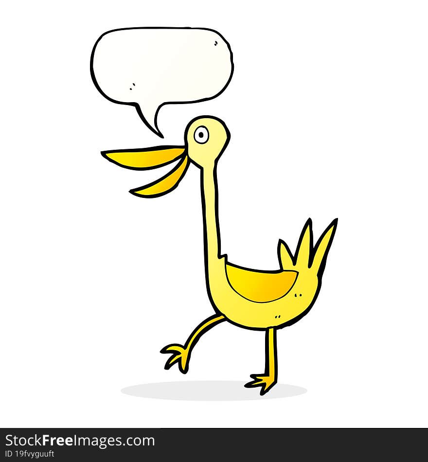 funny cartoon duck with speech bubble