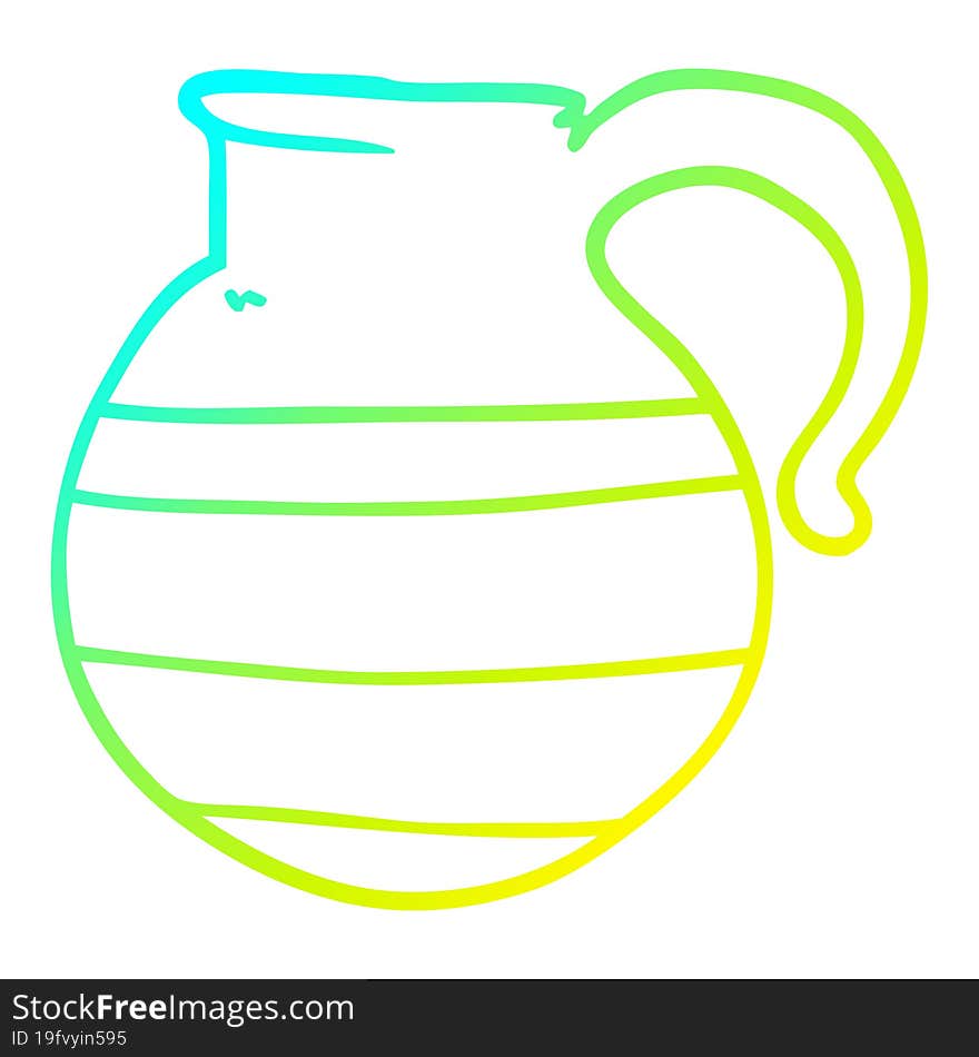 cold gradient line drawing of a cartoon jug