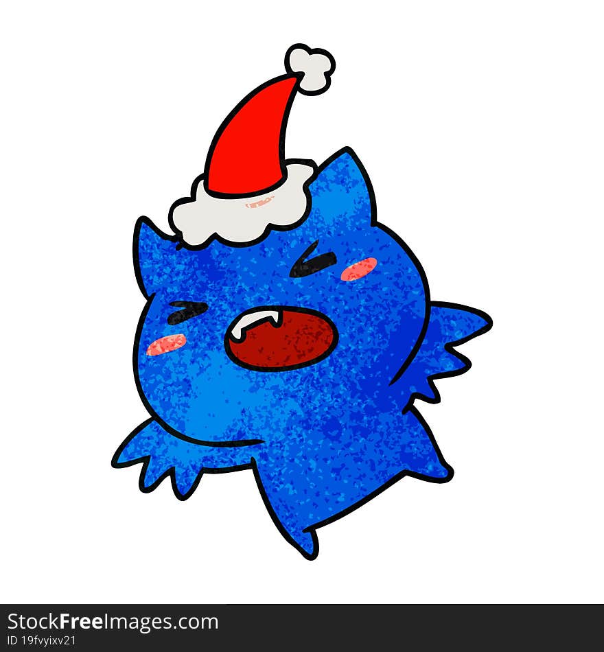 christmas textured cartoon of kawaii bat