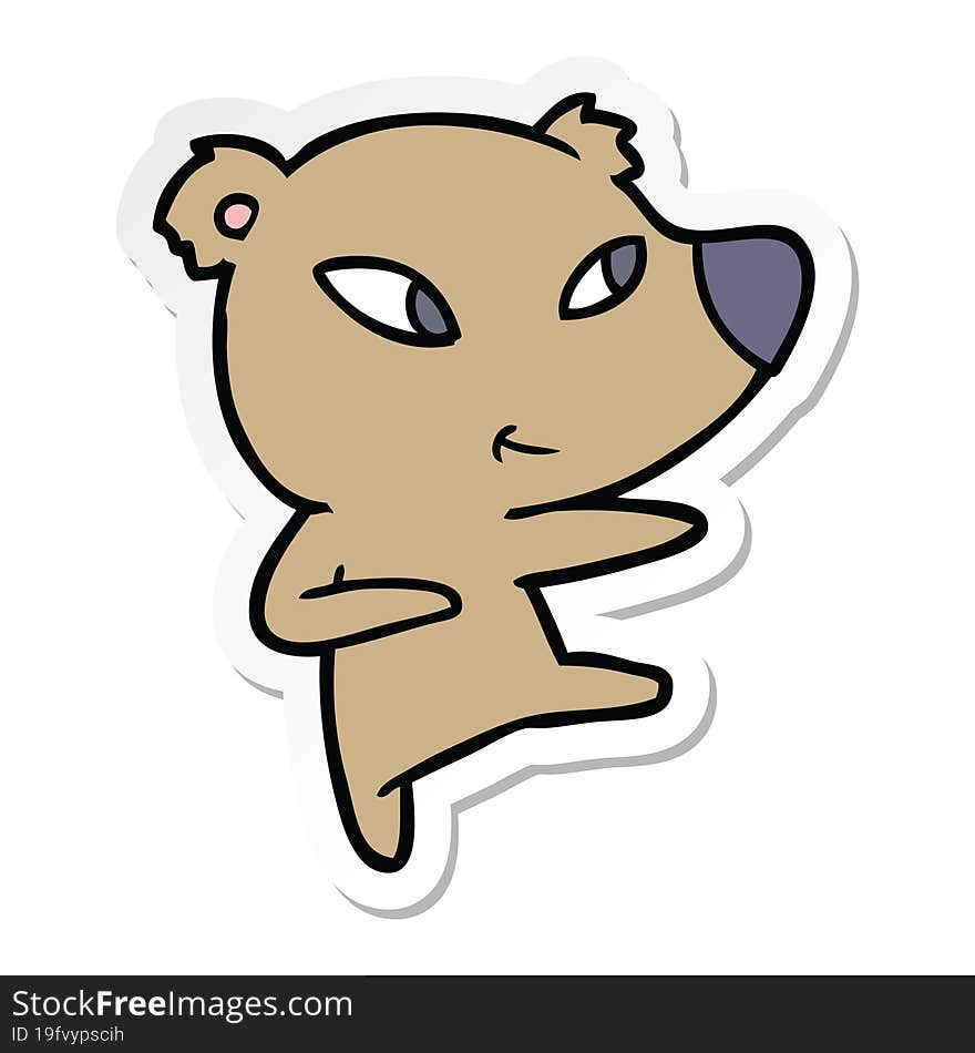 sticker of a cute cartoon bear