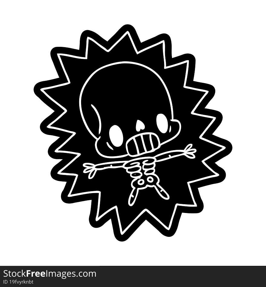 Cartoon Icon Kawaii Electrocuted Skeleton