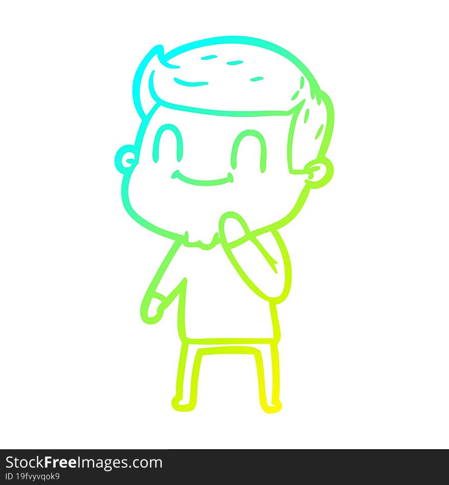 cold gradient line drawing of a cartoon friendly man