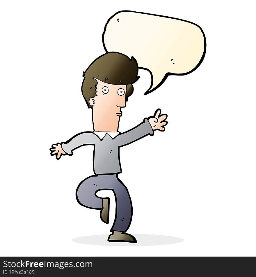 cartoon rushing man with speech bubble