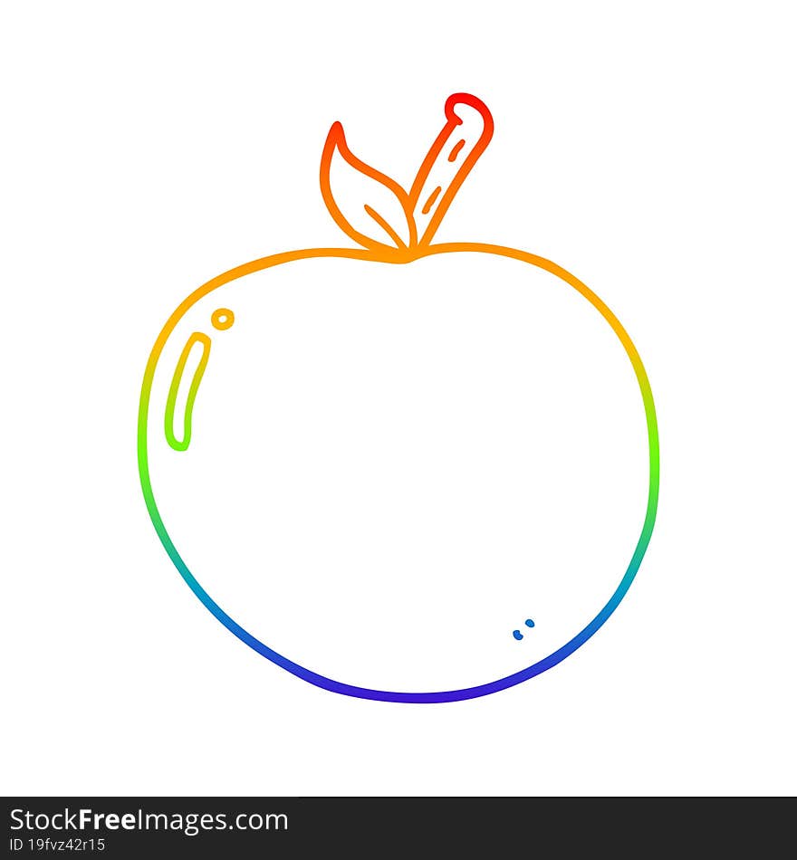 Rainbow Gradient Line Drawing Cartoon Apple