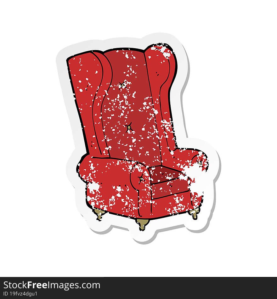 retro distressed sticker of a cartoon old armchair