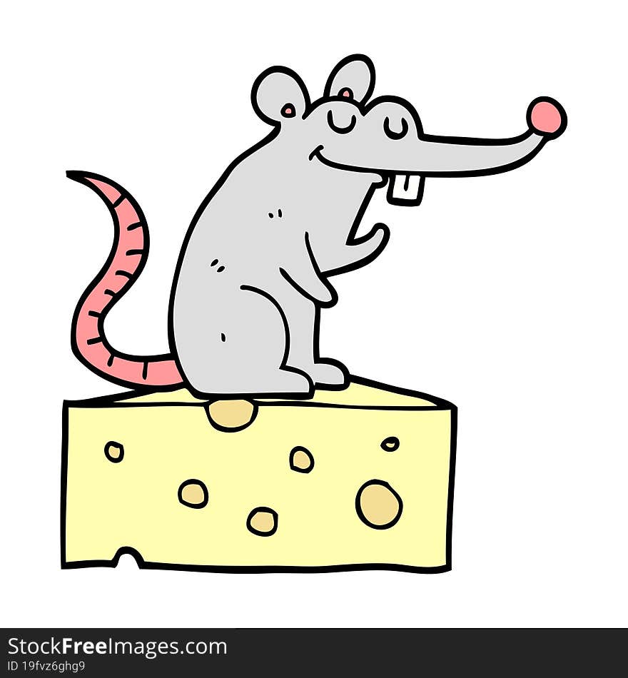 cartoon mouse sitting on cheese