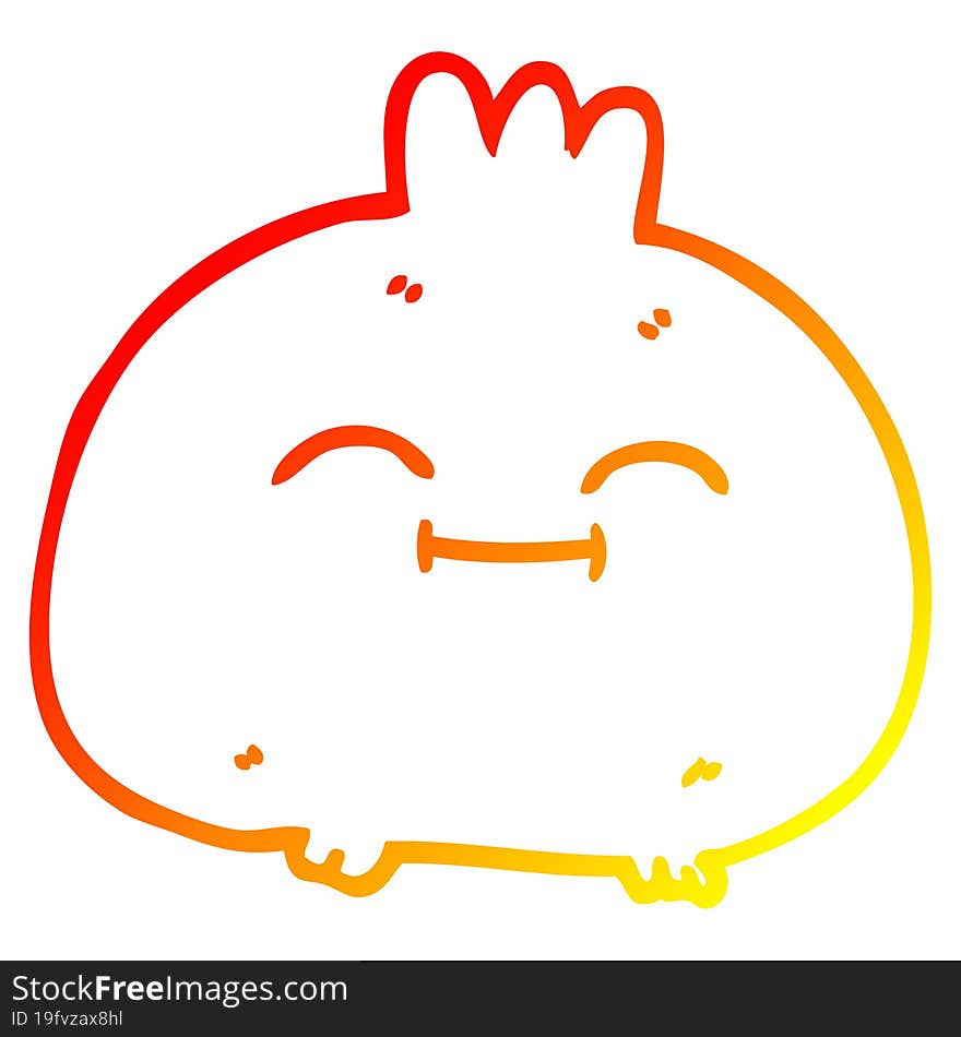 warm gradient line drawing of a cartoon happy root vegetable