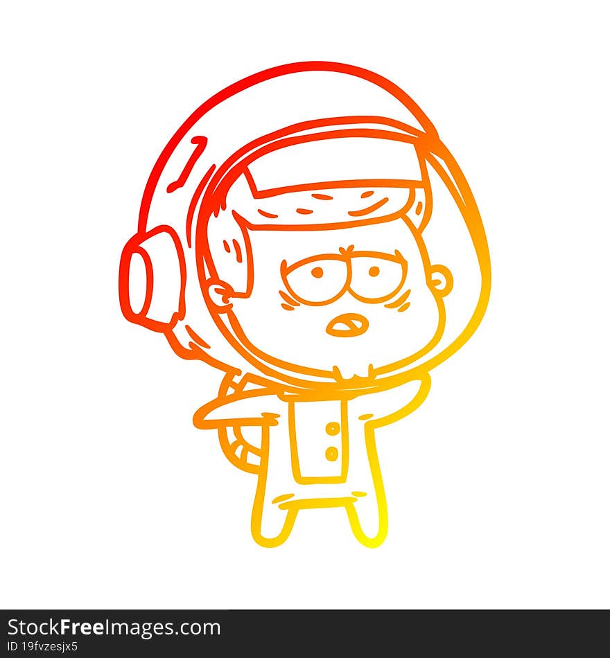 warm gradient line drawing cartoon tired astronaut