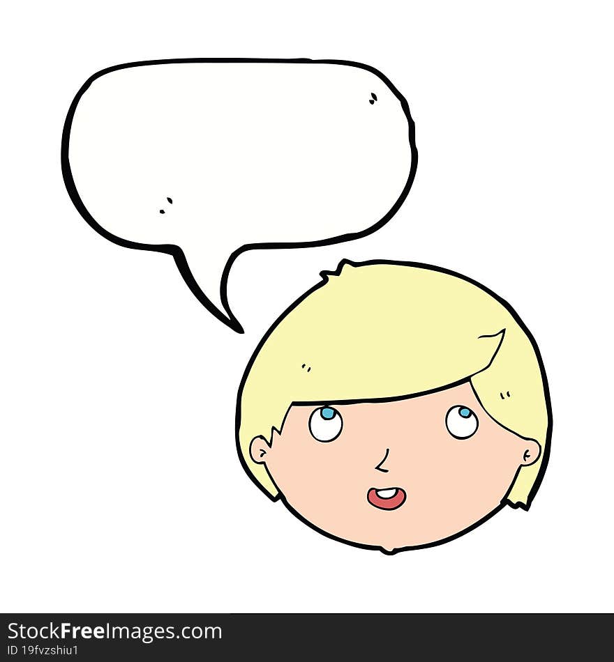 Cartoon Happy Face With Speech Bubble