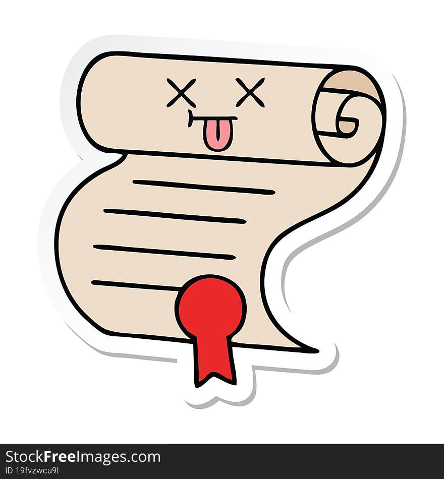 sticker of a cute cartoon contract