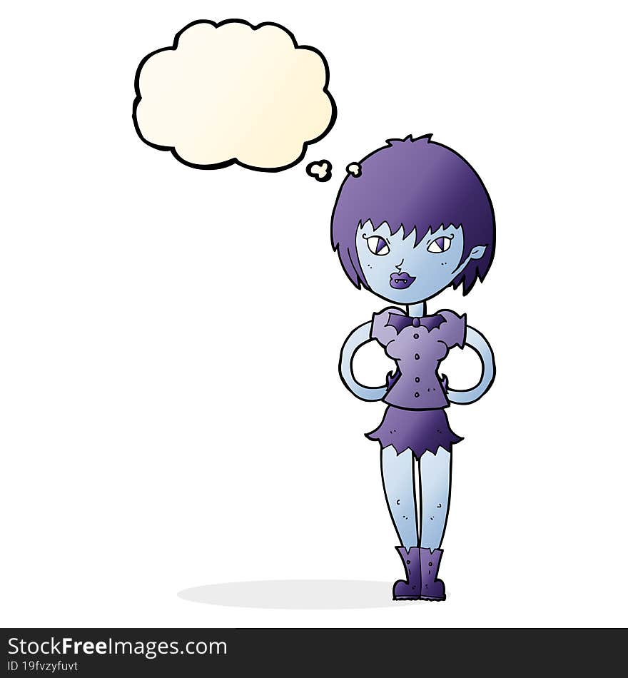 Cartoon Pretty Vampire Girl With Thought Bubble