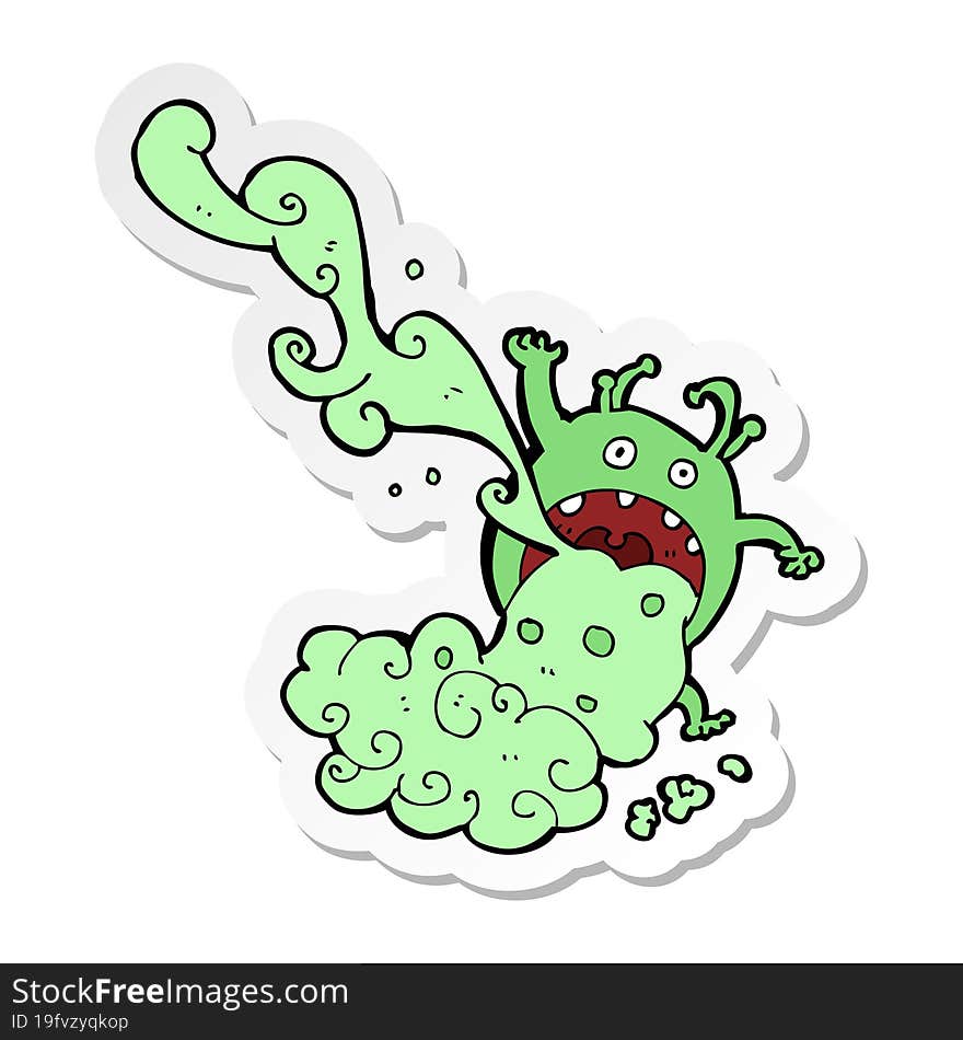 sticker of a cartoon gross monster