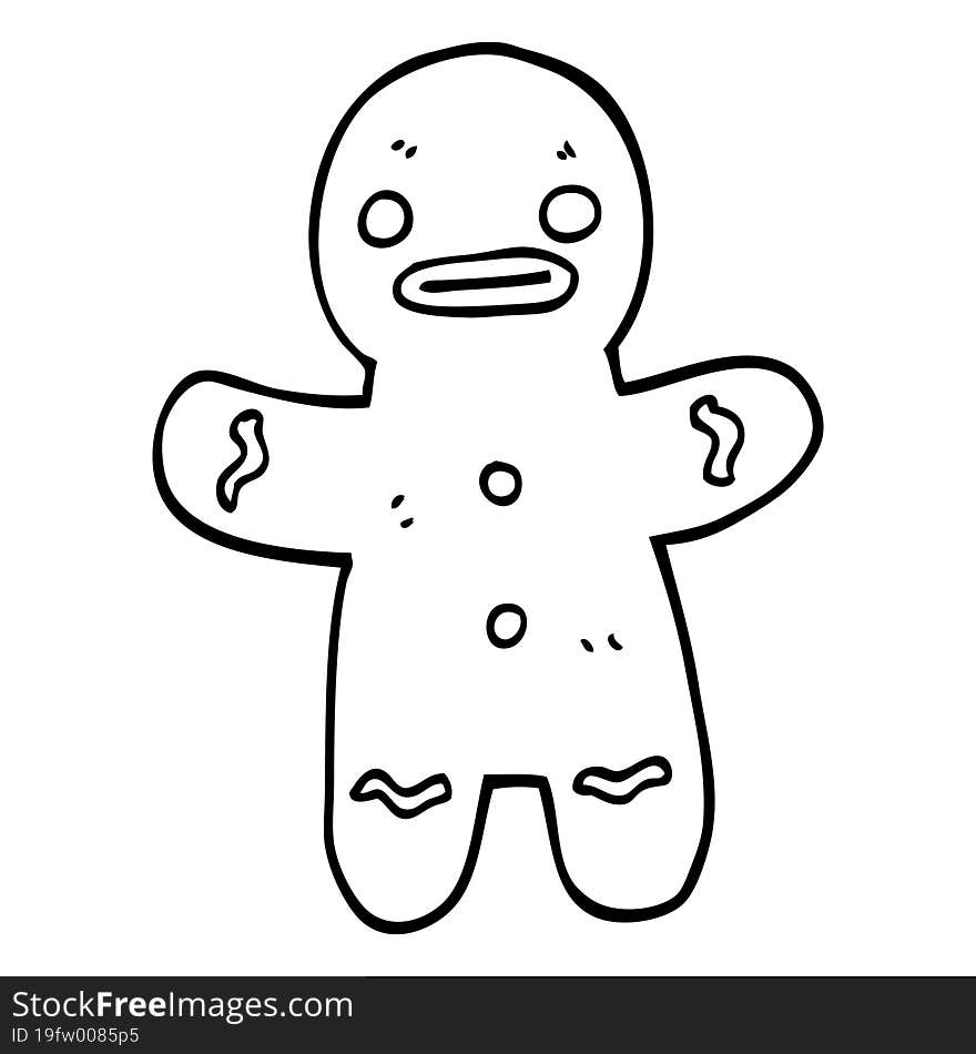 line drawing cartoon gingerbread man