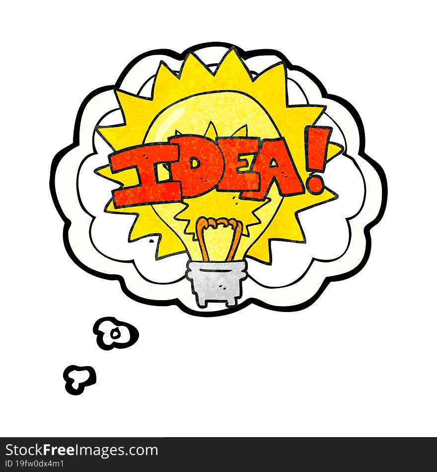 thought bubble textured cartoon idea light bulb symbol