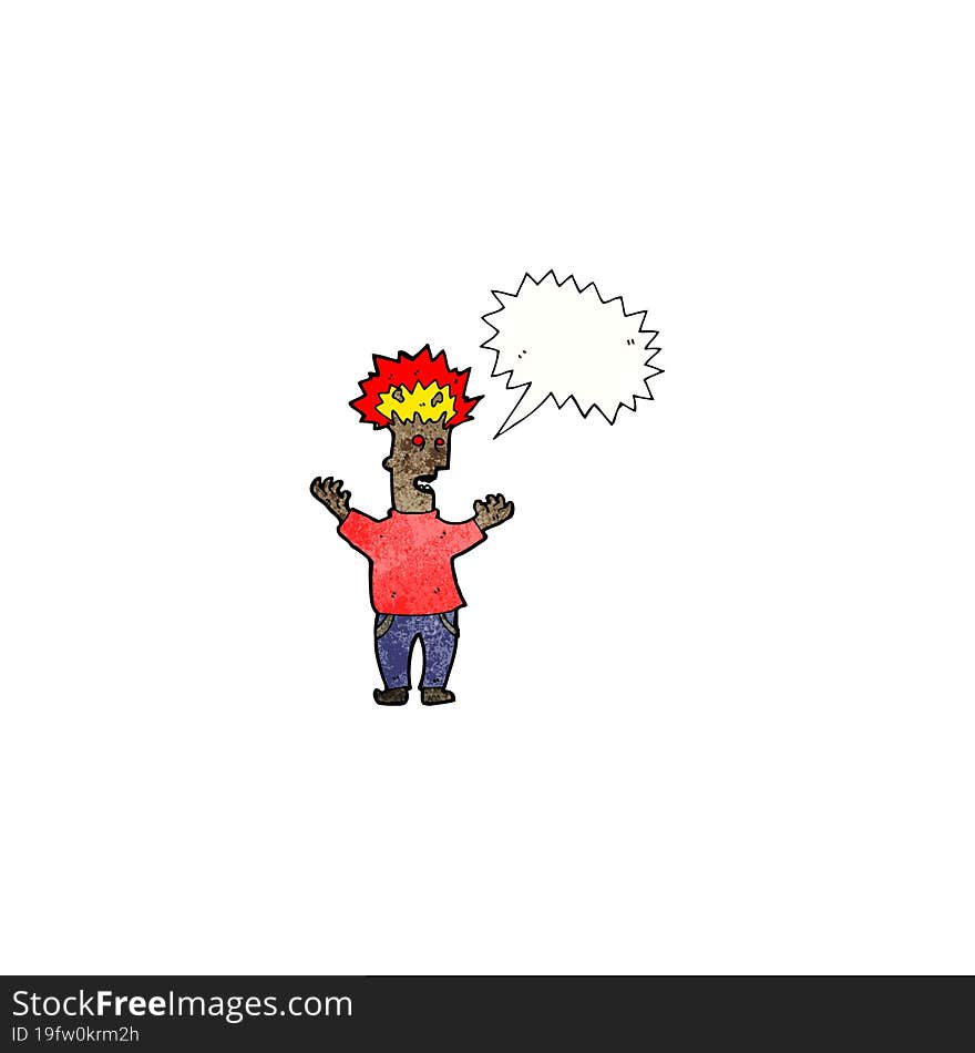 cartoon man with exploding head