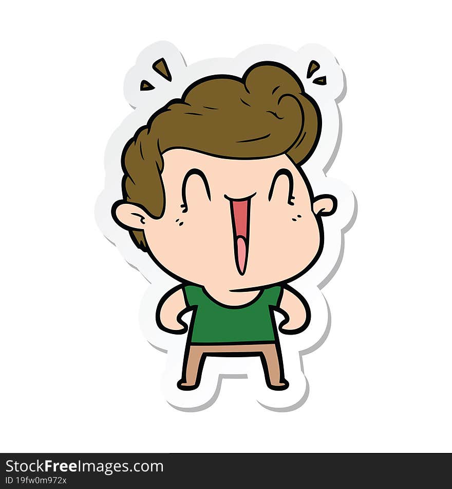 sticker of a cartoon happy man