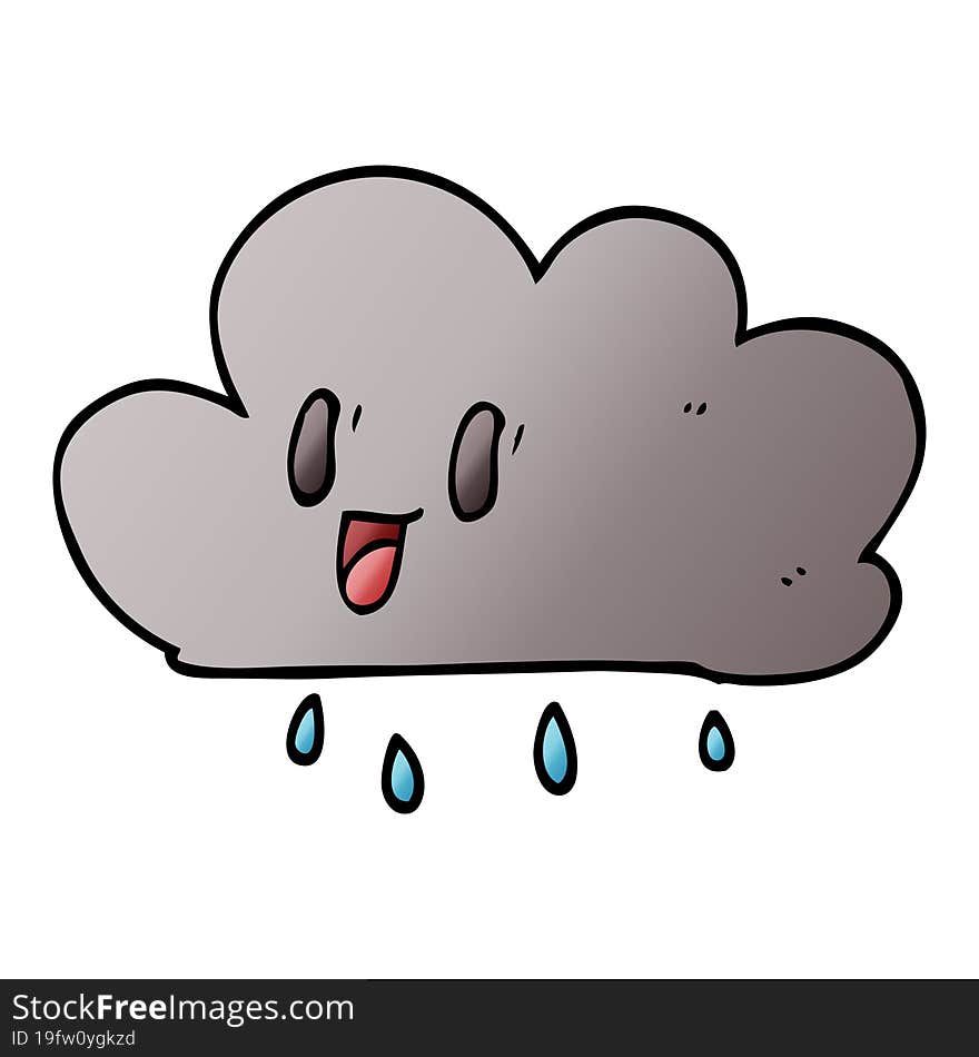 Cartoon Doodle Happy Grey Cloud