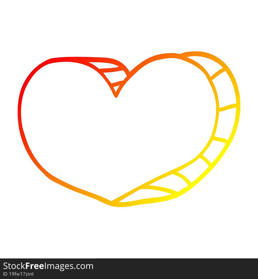 warm gradient line drawing cartoon love heart