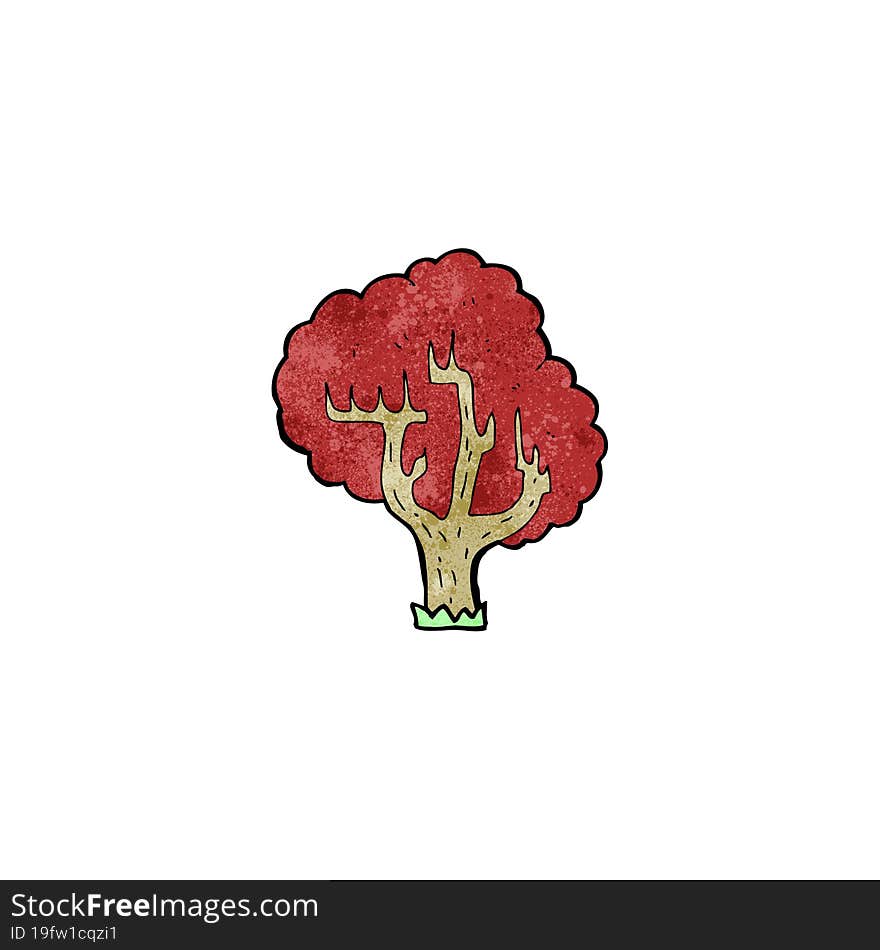 cartoon tree with red leaves