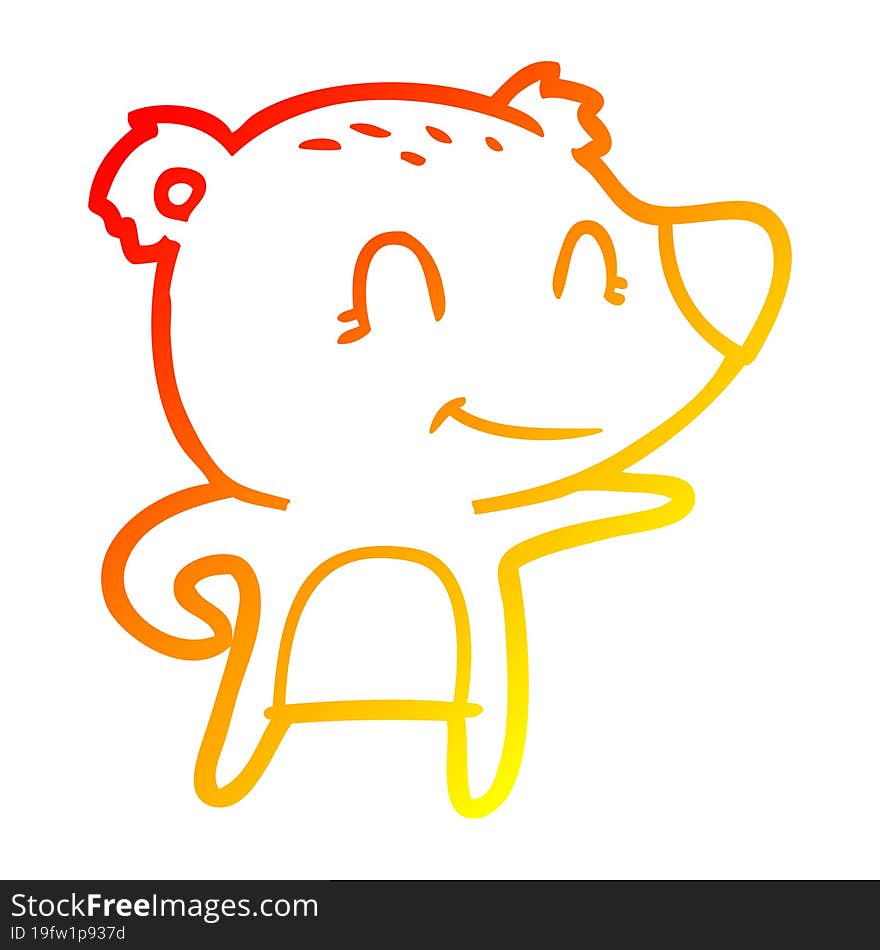 Warm Gradient Line Drawing Friendly Bear Cartoon