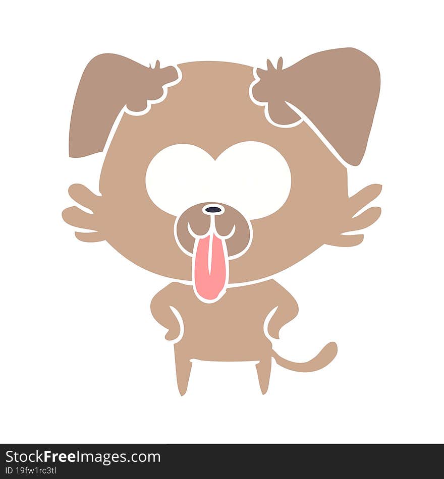 flat color style cartoon dog with tongue sticking out