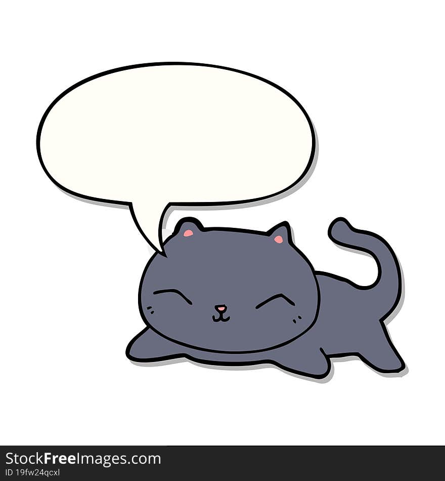 Cartoon Cat And Speech Bubble Sticker