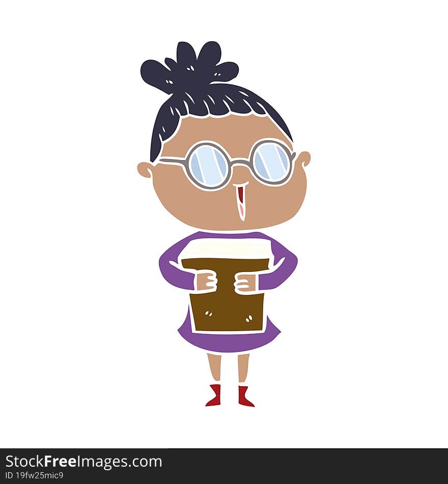 flat color style cartoon woman wearing spectacles