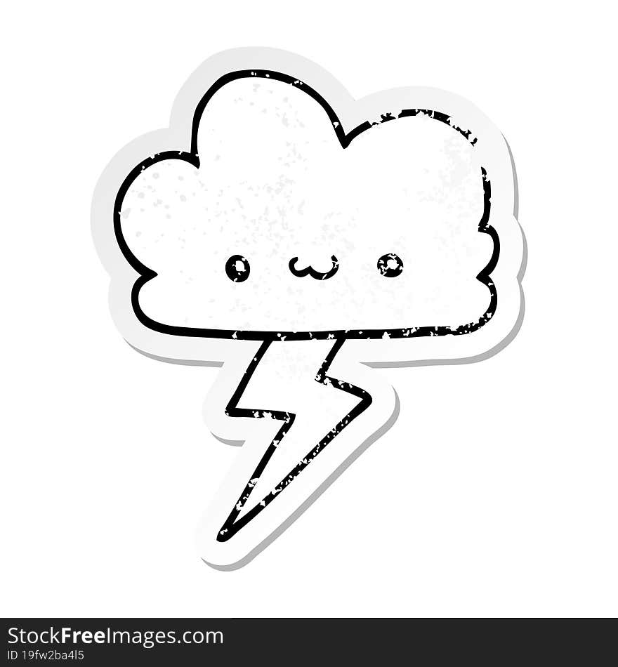 distressed sticker of a cartoon storm cloud