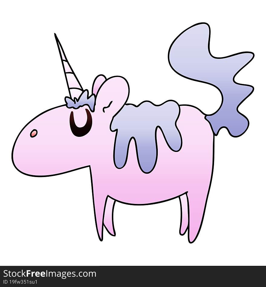 quirky gradient shaded cartoon unicorn