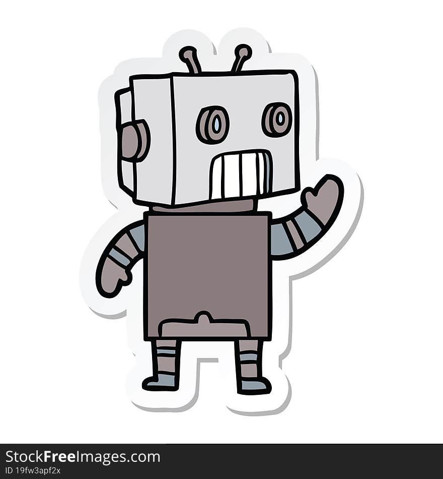 sticker of a cartoon robot