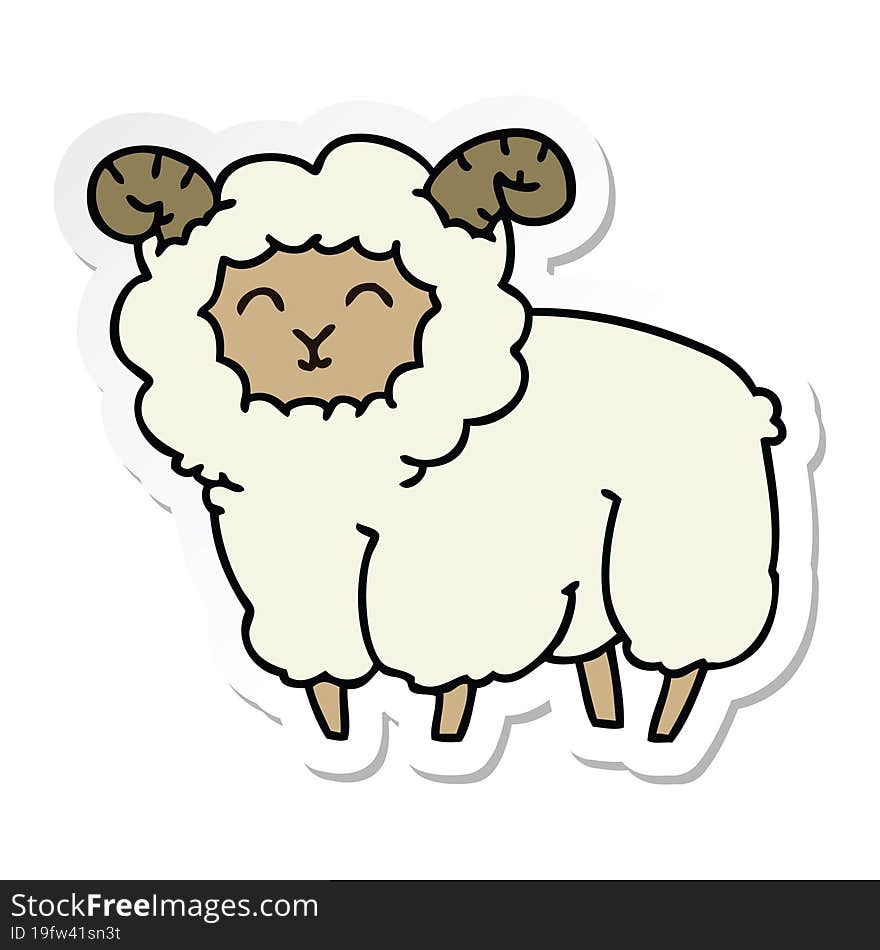 sticker of a quirky hand drawn cartoon ram