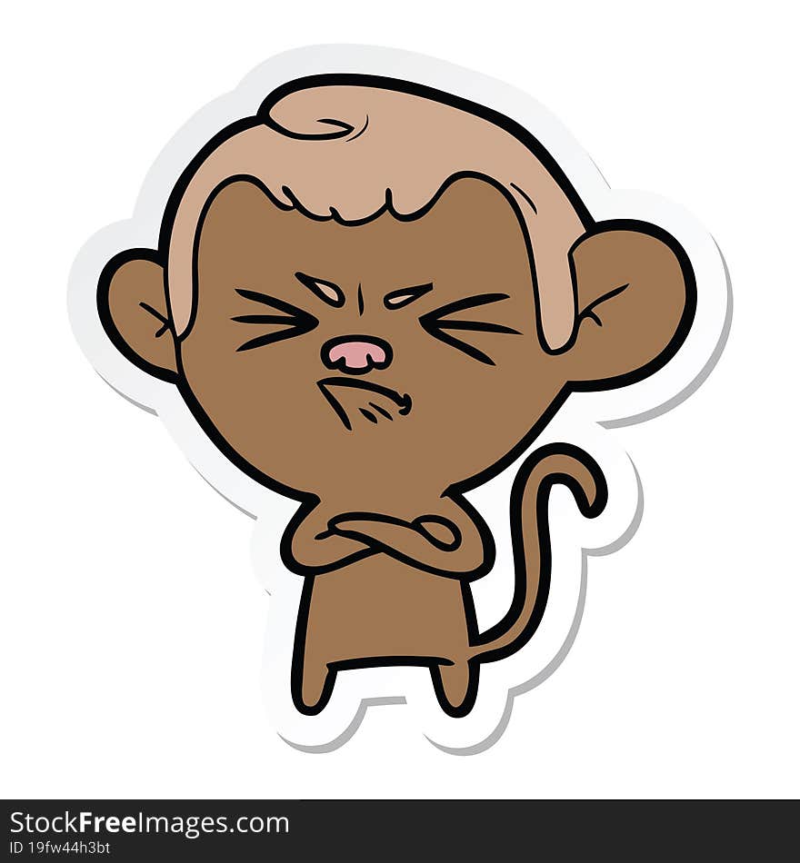 Sticker Of A Cartoon Angry Monkey