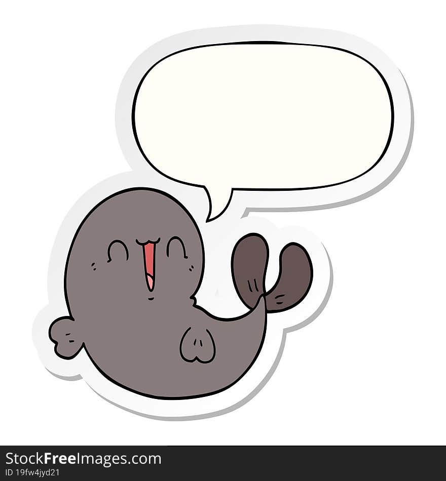 cute cartoon whale and speech bubble sticker