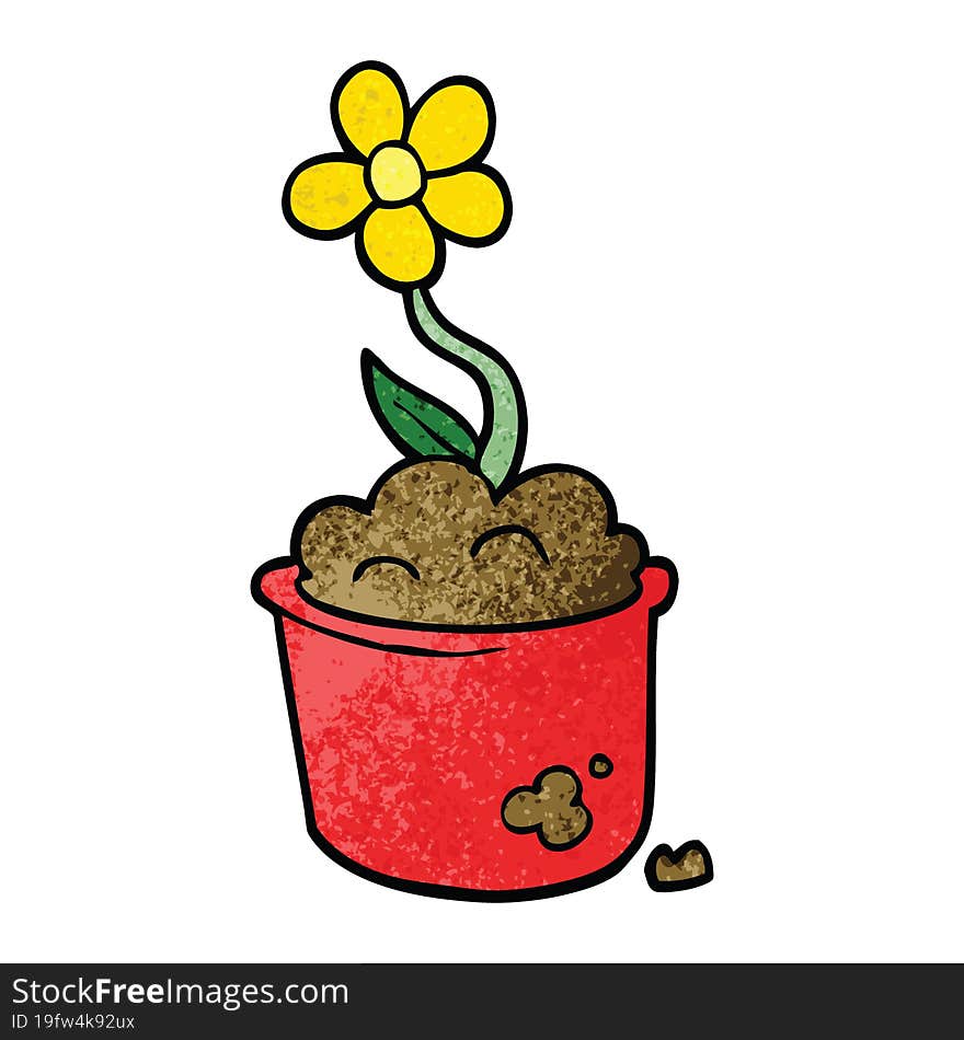 cartoon doodle flower pot