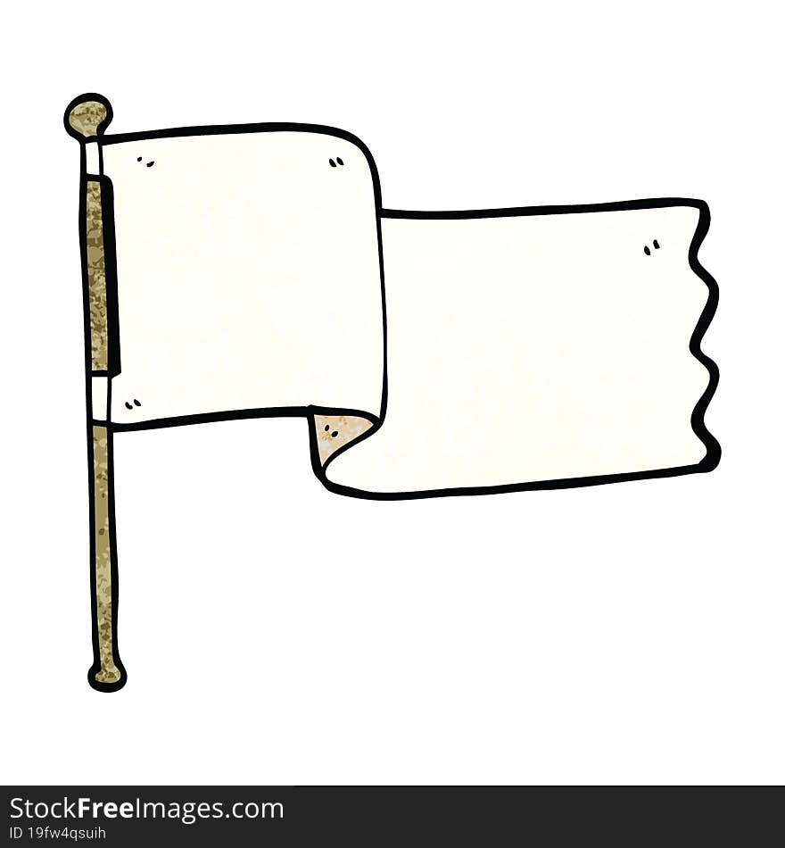 cartoon doodle white flag waving