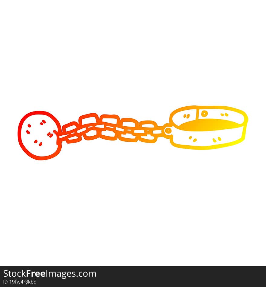 warm gradient line drawing of a cartoon ball and chain